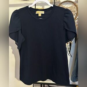 Michael Kors Midnight Blue Blouse with Flutter Sleeves